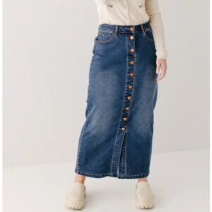 Leanne Button Down Denim Maxi Skirt